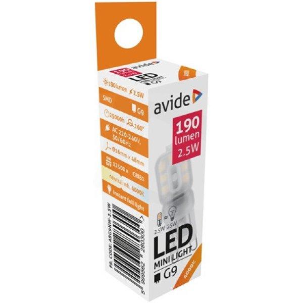 Avide ABG9NW-2.5W led izzó 2.5w g9 160° nw 4000k