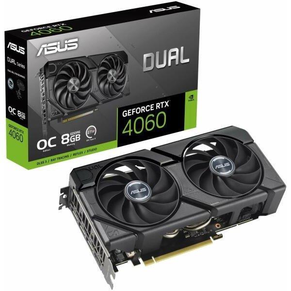 Asus Videokártya - nVidia DUAL-RTX4060-O8G-EVO (8192MB, GDDR6, 2505/17000 Mhz,
128bit, HDMI/3x DP)