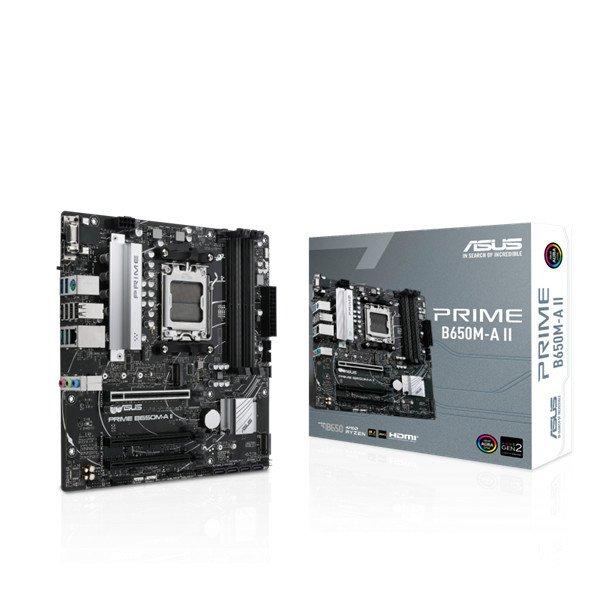 Asus Alaplap - AMD PRIME B650M-A II AM5 (B650, ATX, 4xDDR5 7600+MHz, 4xSATA3, 2x
M.2, HDMI+DP+VGA)