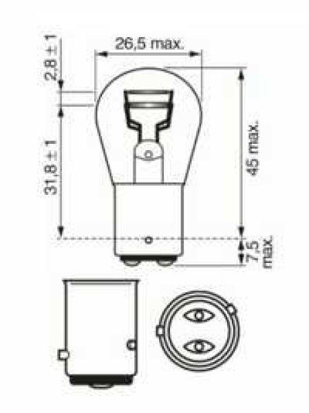 203430 12v 21/4w long life baz15d izzó sct *