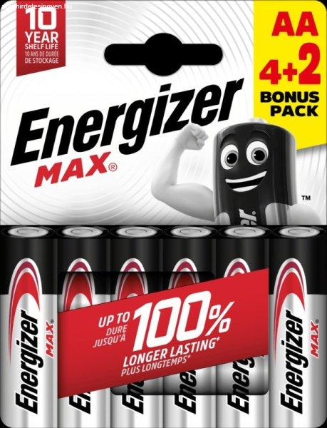 Energizer Max AA ceruza elem (LR6) bl/4+2