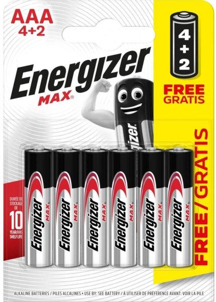 Energizer Max AAA mikró elem (LR03) BL/4+2