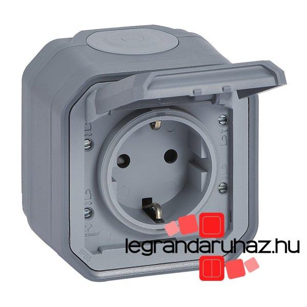 Legrand Plexo 55 falon kívüli 2P+F csatlakozóaljzat csapófedéllel,
összeszerelt, csavaros vezetékbekötéssel, szürke, Legrand 069733L