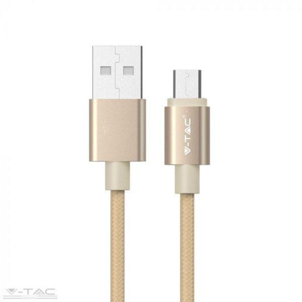 Micro USB fonott kábel 1m arany 2,4A Platina széria - 8490 (V-TAC)