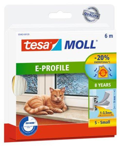 Ajtó- és ablaktömítő szalag, 9 mm x 6 m, TESA "tesamoll® E
profil", fehér