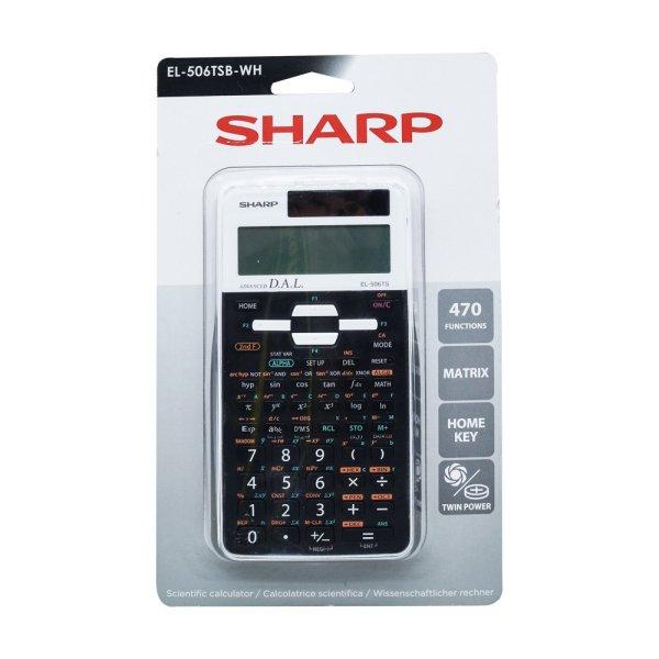 Számológép tudományos 470 funkciós 10 digites 2 soros napalemes Sharp
EL-506TSBWH
