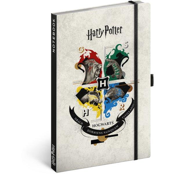 Keménytáblás notesz vonalas krémszínű lapokkal leszorító gumiszalaggal
Harry Potter 130x210mm, Presco