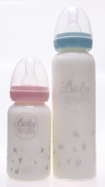 BabyBruin borosilicate üveg cumisüveg 240ml - rózsaszín