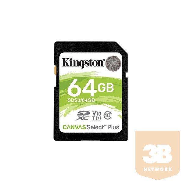 KINGSTON Memóriakártya SDXC 64GB Canvas Select Plus 100R C10 UHS-I U1 V10