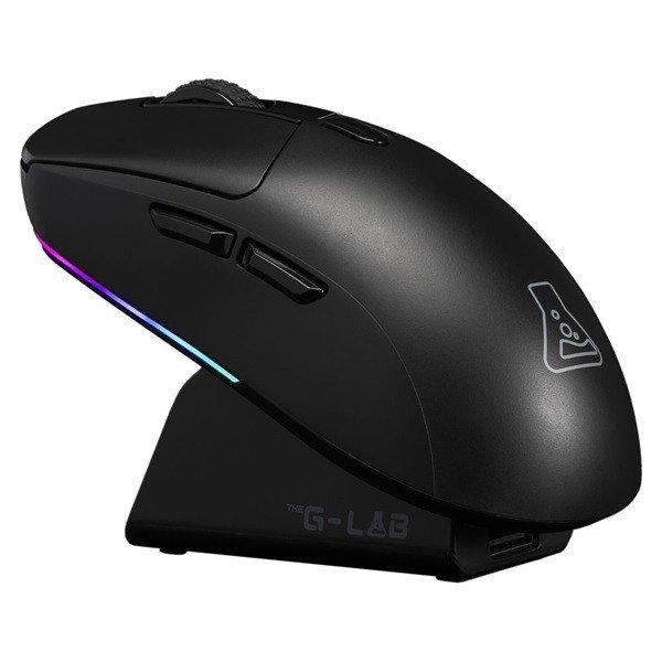 The G-Lab Vezeték nélküli Gamer Egér - KULT-TITAN-PRO-B (12000 DPI,
USB/2,4Ghz/Bluetooth, RGB LED, dokkoló, fekete)