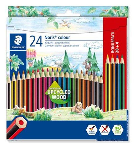 Színes ceruza készlet, hatszögletű, STAEDTLER "Noris Colour 185",
20+4 különböző szín