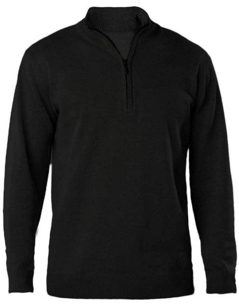 Férfi galléros 1/4 cipzáros keskeny szabású pulóver, Kariban KA970,
Black-XL