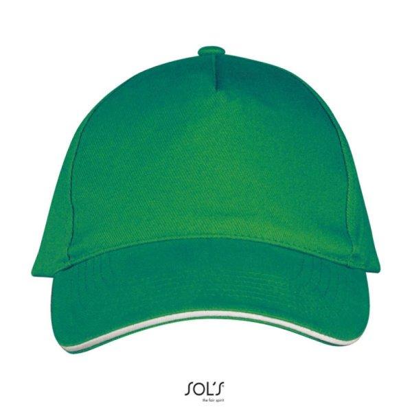 Uniszex pamut 5 paneles baseball sapka, SOL'S SO00594, Kelly Green/White-U