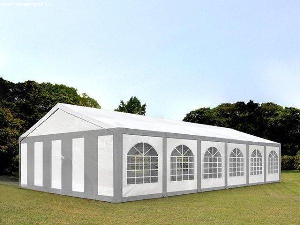 Premium pavilon, sörsátor rendezvénysátor 6x12 m ponyva PE szürke-fehér
(72m2)