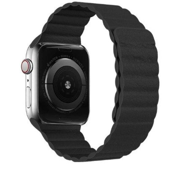 Apple Watch mágneses bőr szíj 38mm/40mm - Fekete