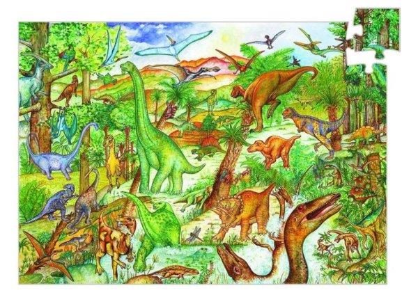 A föld dinoszauruszai, 100 db-os megfigyelő puzzle - Dinosaurs + booklet - 100
pcs - Djeco