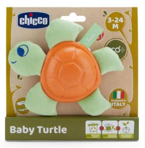 Chicco Baby Turtle Eco+ bébiteknős rágókás textiljáték 3 hó+