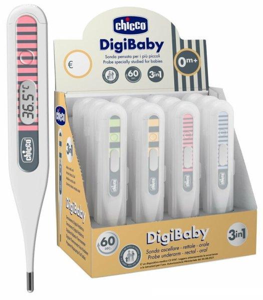 Chicco Digi Baby digitális hőmérő - Rózsaszín csíkos