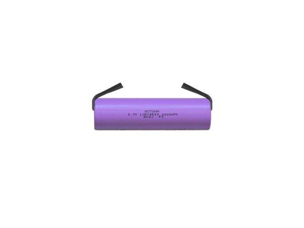 Rechargeable Li-Ion 18650 3.7V / 2000mAh 3C MOTOMA battery with strip terminals