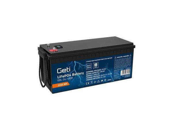 Battery LiFePO4 25,6V 100Ah GETI GBL-24-100B Bluetooth+display