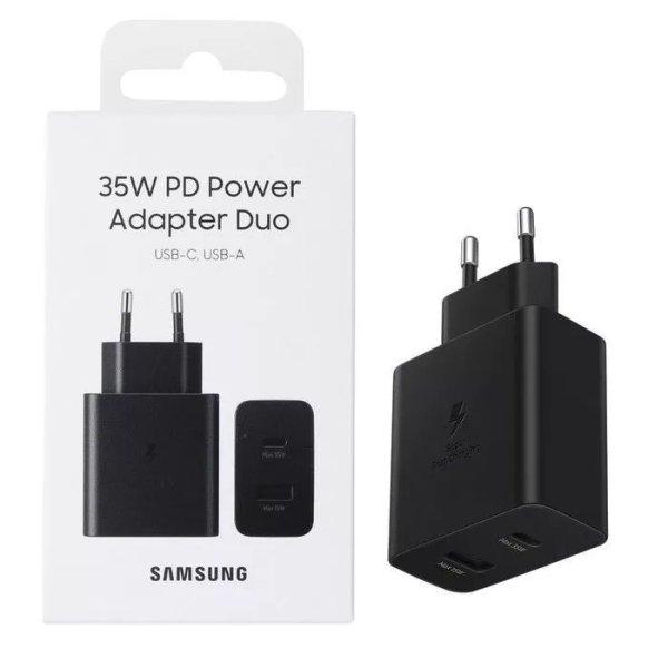 BLISZTERES Samsung Duo EP-TA220NBEGEU gyári hálózati fekete gyorstöltő 3A
35W (1x Type-C / 1x USB)