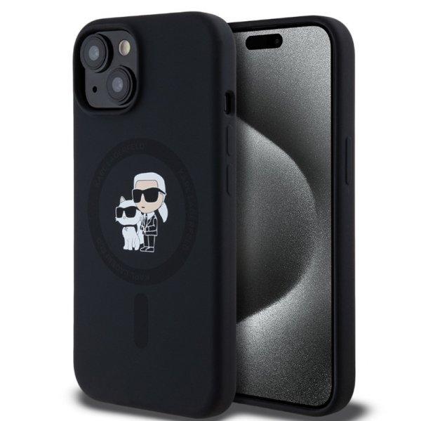 Karl Lagerfeld Liquid Silicone Karl and Choupette Apple iPhone 14 Pro (6.1)
MagSafe hátlapvédő tok fekete (KLHMP14LSCMKCRHK)