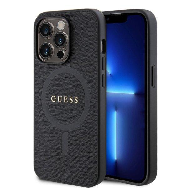 Guess Apple iPhone 15 Pro (6.1) PU Saffiano MagSafe hátlapvédő tok fekete
(GUHMP15LPSAHMCK)