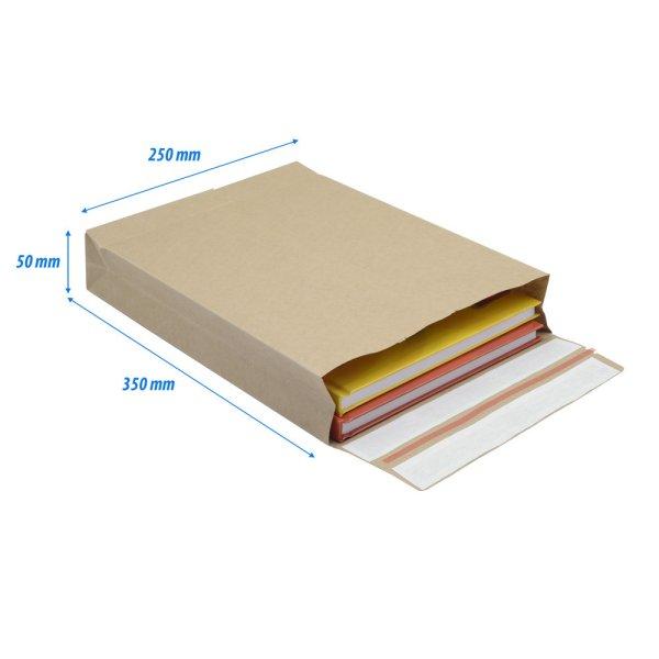 Csomagküldő webshop tasak 250x350x50mm, erős kraft papírból 250 db/doboz,
E-green barna