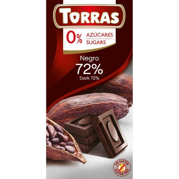 Torras gluténmentes étcsokoládé 72% hozzáadott cukor nélkül 75 g