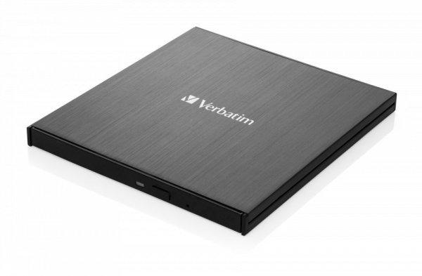 Verbatim External Slimline CD/DVD Writer with USB-C Connection Black BOX