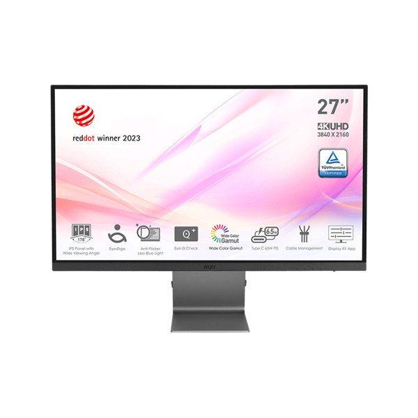 MSI Monitor Business Modern MD271UL 27" UHD, 3840x2160, IPS 16:9, 1000:1
CR, 300cd/m2, 4 ms, HDMI, DP, USB-C , Grey