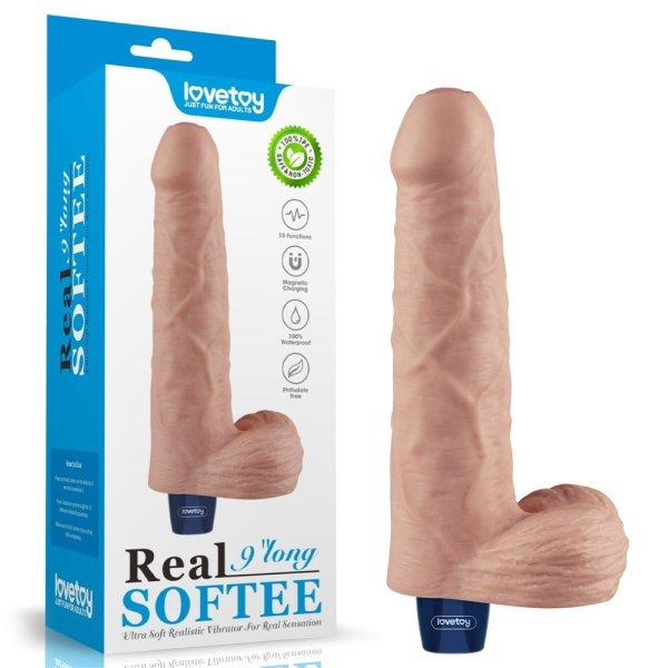  9" REAL SOFTEE Rechargeable Vibrating Dildo(Flesh) 