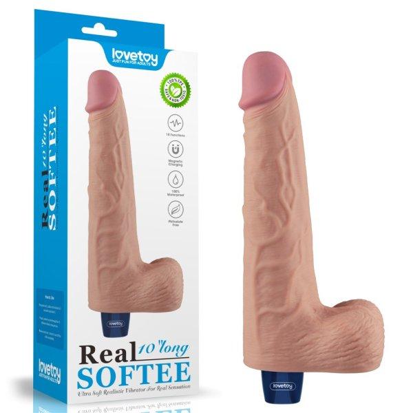  10" REAL SOFTEE Rechargeable Vibrating Dildo(Flesh) 