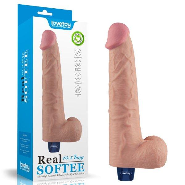  10.5" REAL SOFTEE Rechargeable Vibrating Dildo(Flesh) 