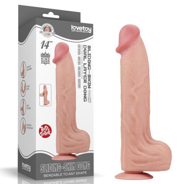  14'' King Sized Sliding Skin Dual Layer Dong 