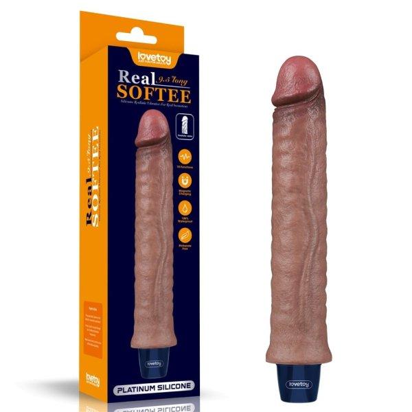  9.5" REAL SOFTEE Rechargeable Silicone Vibrating Dildo 