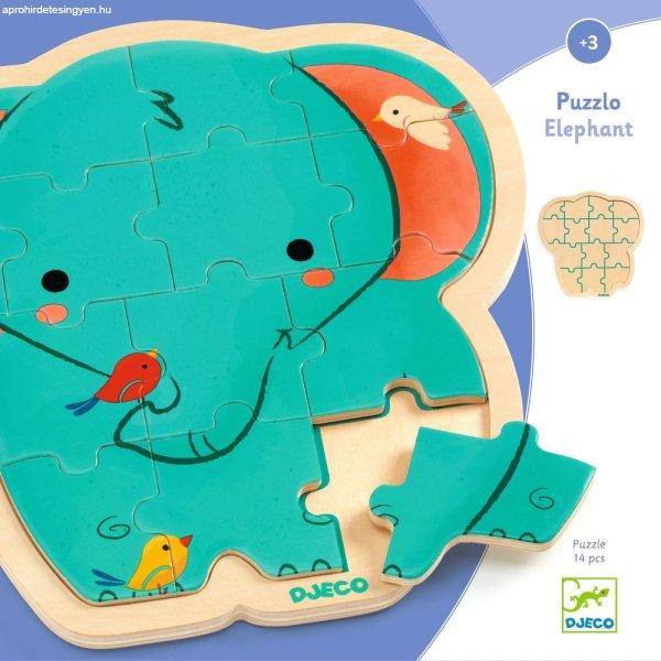 Elalfánt fa puzzle - Fa formapuzzle 14 db - Puzzlo Elephant - DJ01823