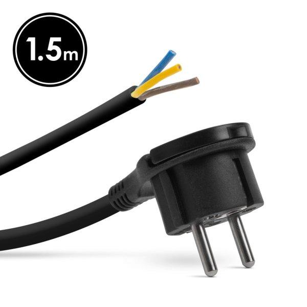 Hálózati szerelhető tápkábel dugóval - műanyag füllel - 1,5 m kábellel
- 3 x 1,5 mm2 - fekete
