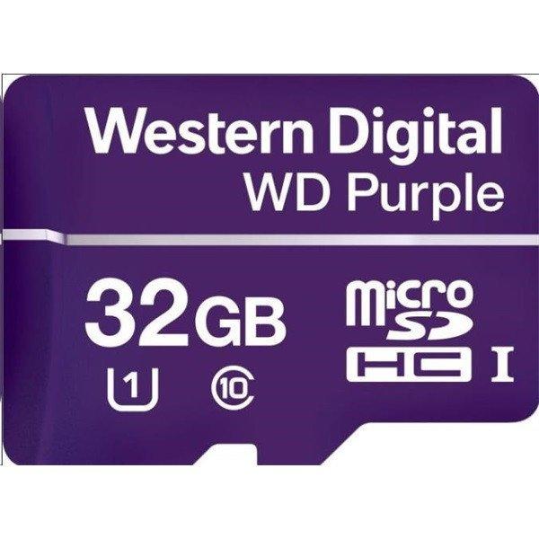 Western Digital MicroSD kártya - 32GB (microSDHC™, SDA 6.0, 24/7
működtetés, Purple)