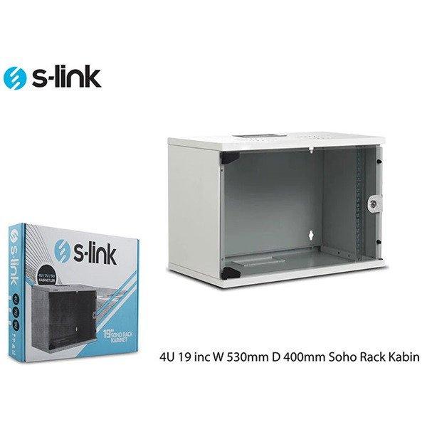 S-Link Rackszekrény - 4U 19" fali kivitel (190x530x400mm, ablakos,
Flatpack, Fekete
