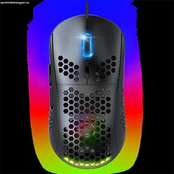 Spirit of Gamer Egér - S-PM4 RGB (Optikai, 12800DPI, 6 gomb, harisnyázott
kábel, fekete)