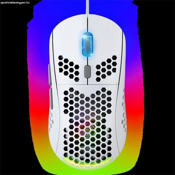 Spirit of Gamer Egér - S-PM4 RGB Arctic (Optikai, 12800DPI, 6 gomb,
harisnyázott kábel, fehér)