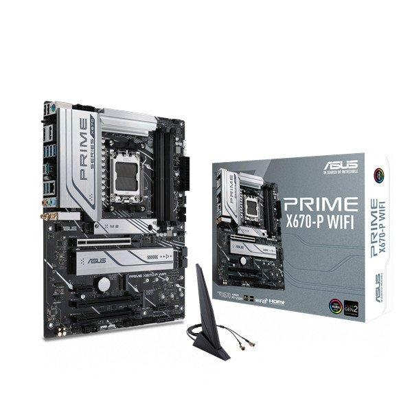 Asus Alaplap - AMD PRIME X670-P WIFI AM5 (X670, ATX, 4xDDR5 6400+MHz, LAN,
6xSATA3, 3x M.2, RAID, HDMI+DP)