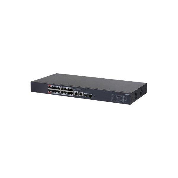 Dahua Mendzselhető PoE switch - CS4220-16GT-240 (Cloud menedzsment; 16x 1Gbps
at/af PoE; 2x 1Gbps; 2x 1Gbps SFP; 240W)