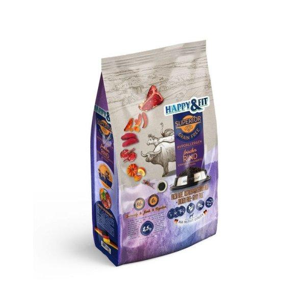 Happy&Fit Superior Hipoallergén Friss marha, strucc, vízibivaly, sütőtökkel
2,5kg