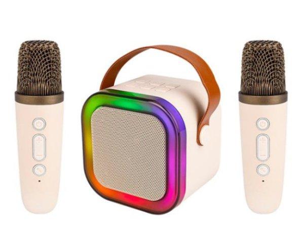 MasterLED Hordozható karaoke szett Bluetooth hangszóróval és 2 mikrofonnal
