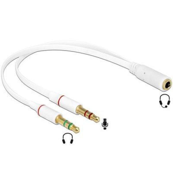 DELOCK Átalakító Headset Stereo jack 1x 3.5mm 4 pin female > 2x 3.5mm 3
pin male (iPhone)