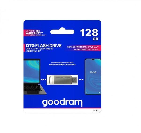 Goodram 128GB (USB-A 3.2, Type-C) ezüst pendrive Artisjus matricával -
ODA3-12840S0R11 