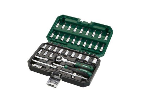 ParkSide PSSS 37 RH 37 részes 1/4" 6.35 mm racsnis dugókulcs (krova),
bitfej készlet kofferben, 270° forgófejes racsnival