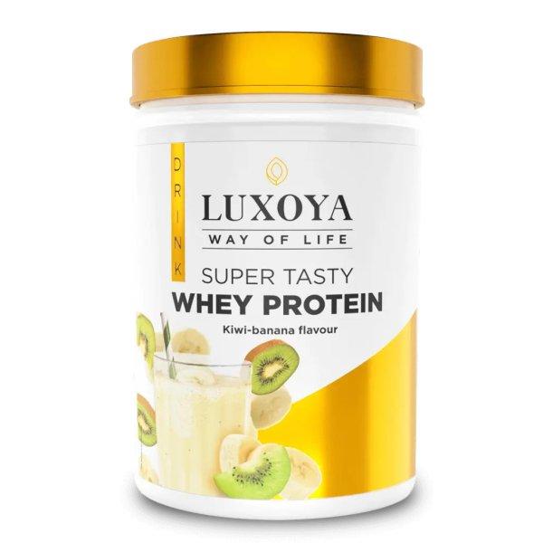 LUXOYA SUPER TASTY WHEY PROTEIN - PRÉMIUM FEHÉRJE ITALPOR 450 g PET -
Kivi-Banán Gyümölcs ízű